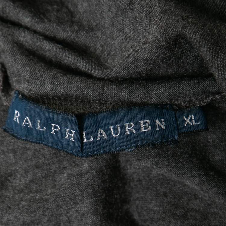 Pre Owned Ralph Lauren Grey Stretch Knit Neck Tie Detail Top XL