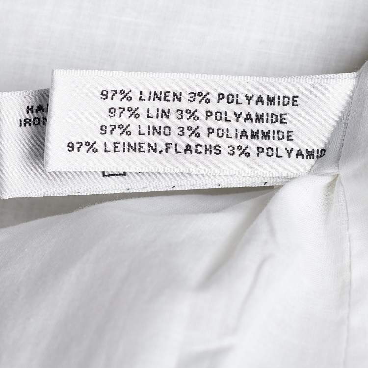 Pre Owned Ralph Lauren White Lurex Linen Button Front Blazer L