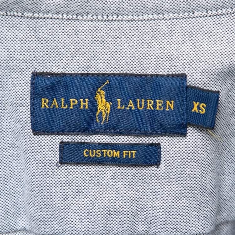Pre Owned Ralph Lauren Grey Cotton Knit Oxford Button Down Shirt XS