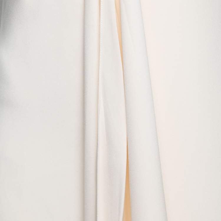 Pre Owned Ralph Lauren Cream Silk Crepe Strapless Maxi Dress M