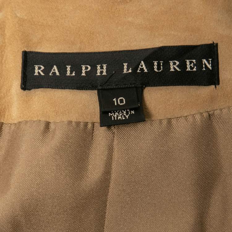 Pre Owned Ralph Lauren Beige Suede Open Front Coat L