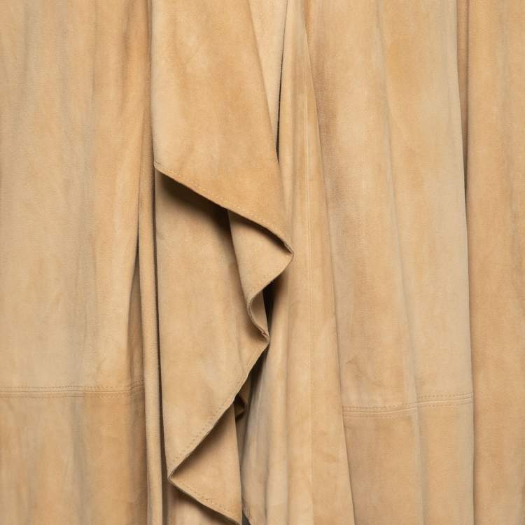 Pre Owned Ralph Lauren Beige Suede Open Front Coat L