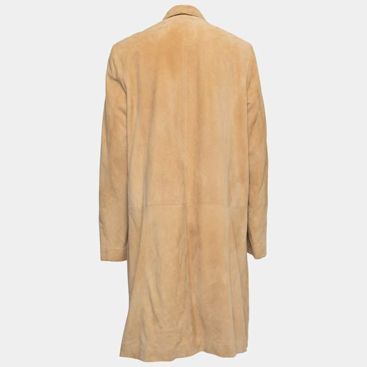 Pre Owned Ralph Lauren Beige Suede Open Front Coat L