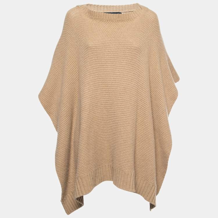 Pre Owned Ralph Lauren Beige Cashmere Knitted Poncho S