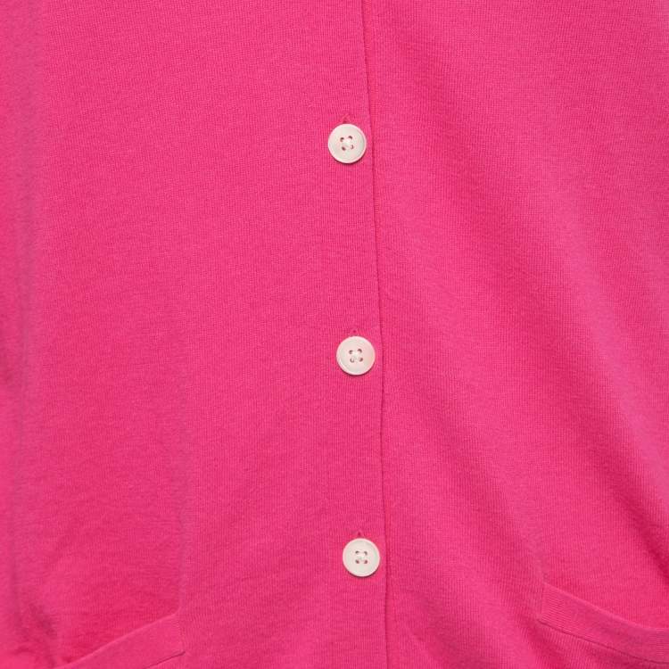 Pre Owned Ralph Lauren Pink Cotton Knit Buttoned Cardigan S