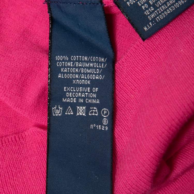Pre Owned Ralph Lauren Pink Cotton Knit Buttoned Cardigan S