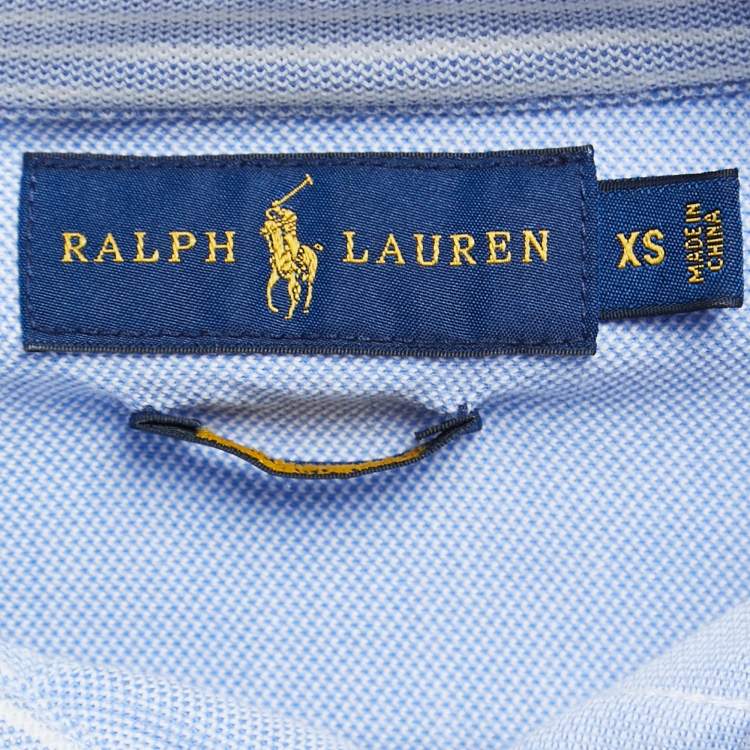 Pre Owned Ralph Lauren Light Blue Oxford Knit Button Down Shirt XS