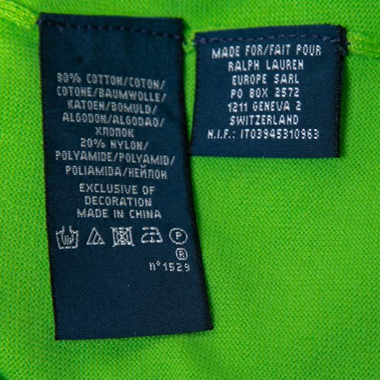 Pre Owned Ralph Lauren Lime Green Knit Polo T-Shirt M