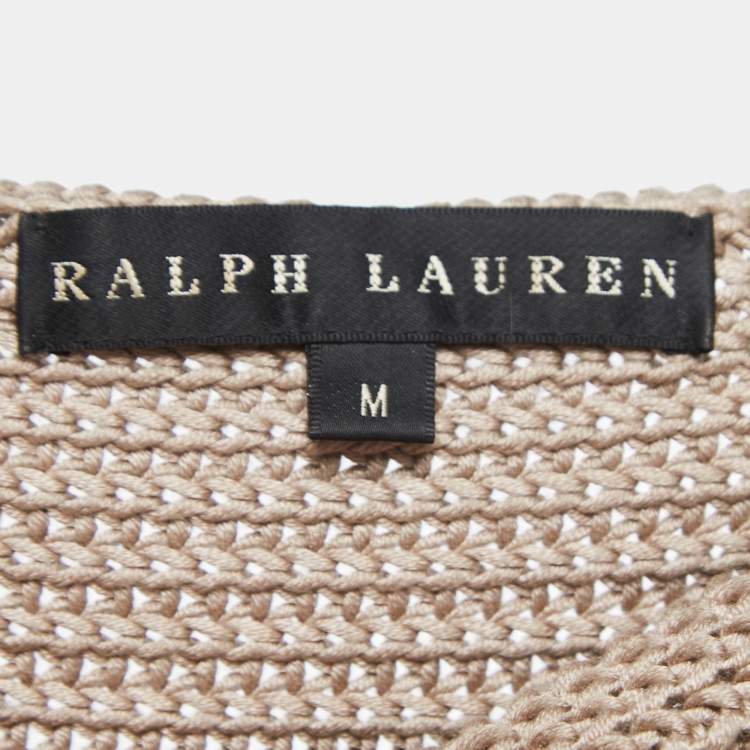 Pre Owned Ralph Lauren Beige Silk & Cashmere Knitted Poncho Top M