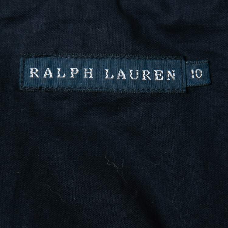 Pre Owned Ralph Lauren Navy Blue Stretch Cotton Single-Breasted Blazer L
