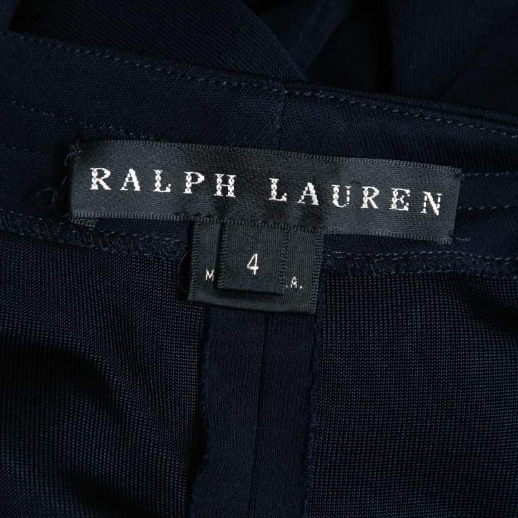 مملوكة مسبقًا Ralph Lauren Navy Blue Jersey Knit Off Shoulder Midi Dress S