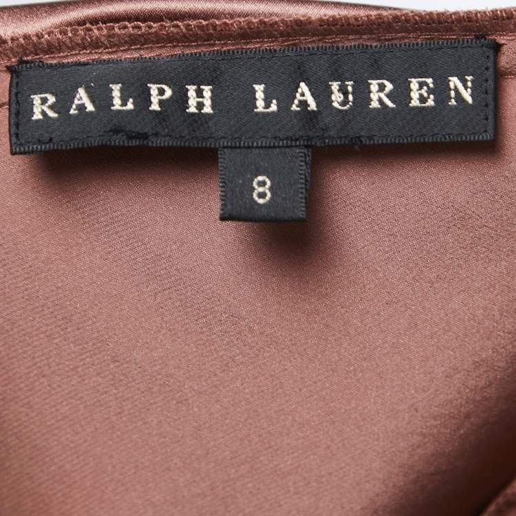 Pre Owned Ralph Lauren Onion Pink Satin Silk Ruffled Top M