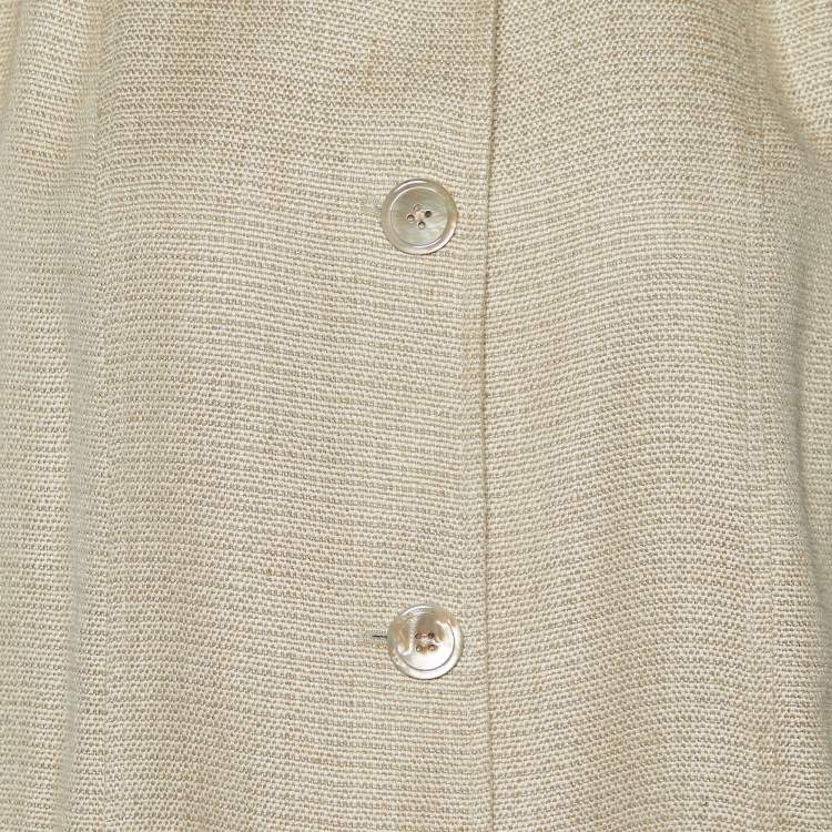 Pre Owned Ralph Lauren Gold Linen & Silk Button Front Coat M