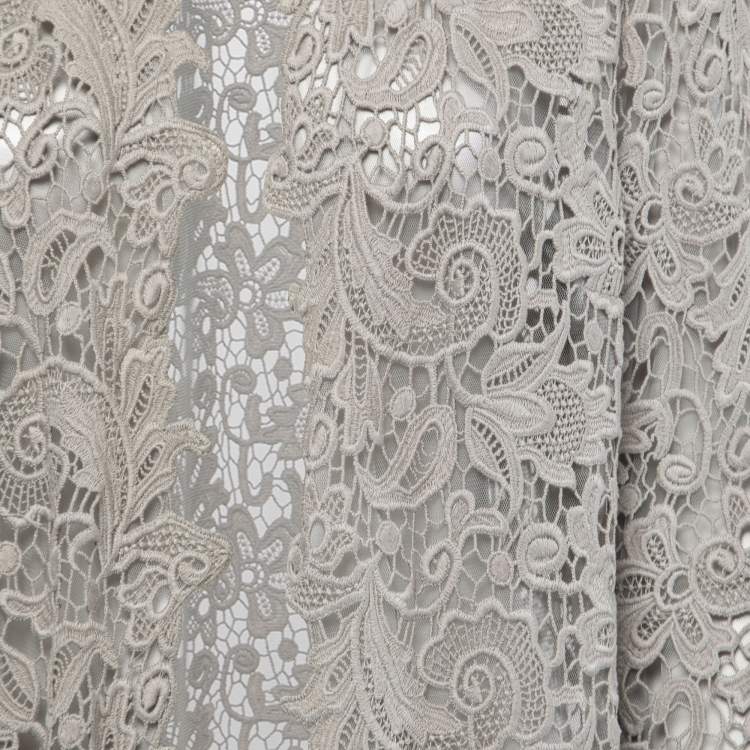 Pre Owned Ralph Lauren Grey Lace Front Open Long Shrug L
