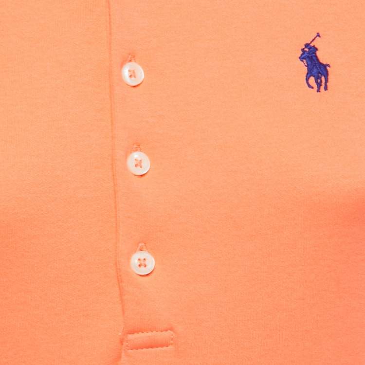 Pre Owned Ralph Lauren Orange Cotton Knit Polo T-Shirt M