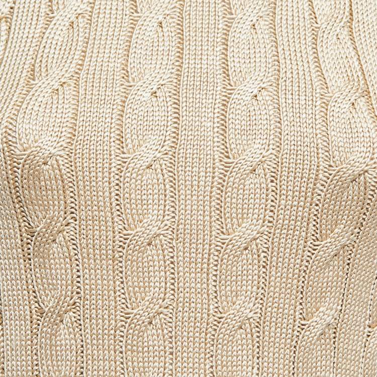 Pre Owned Ralph Lauren Gold Silk Knit Sleeveless Sweater Top XS