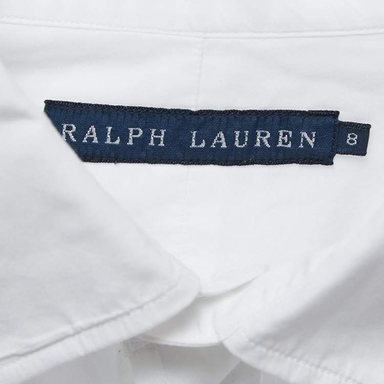 Pre Owned Ralph Lauren White Cotton Embroidered Tailored Shirt M