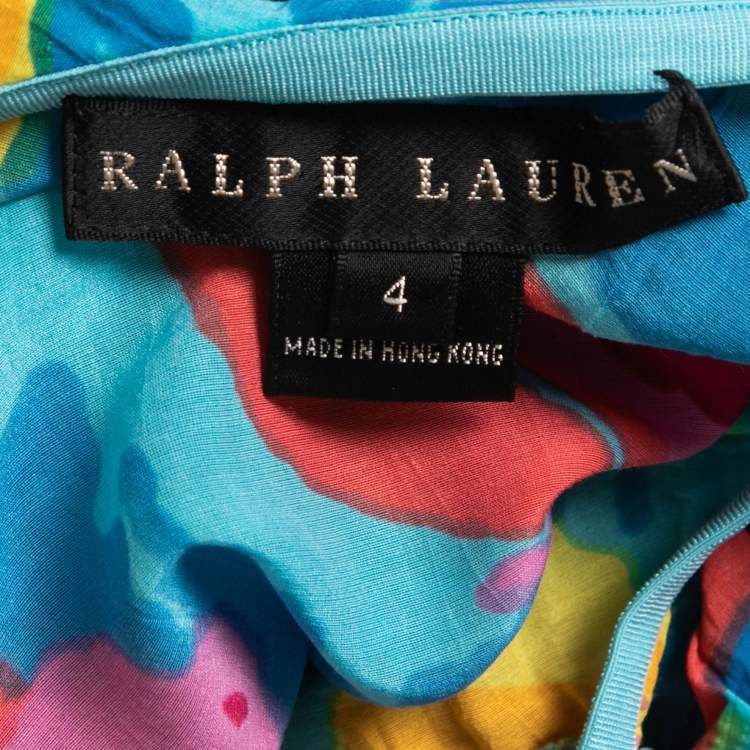 Pre Owned Ralph Lauren Multicolor Floral Printed Cotton & Silk Ruffled Midi Skirt S