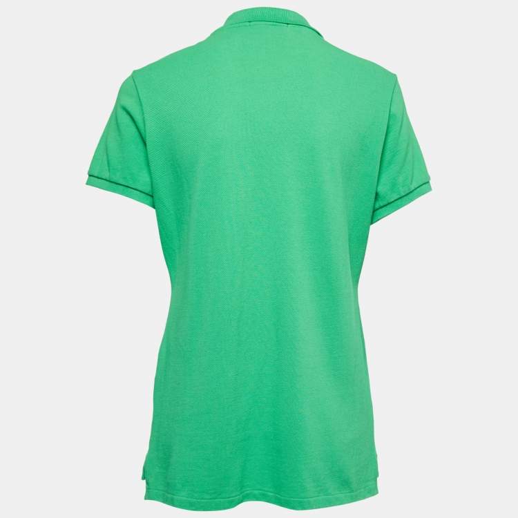 Ralph Lauren Green Cotton Crystal Logo Embellished Polo T-Shirt XL