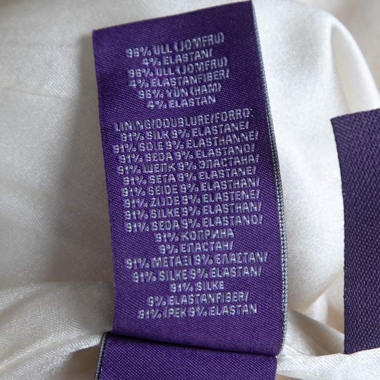 Pre Owned Ralph Lauren Off White Wool High Waist Trousers S