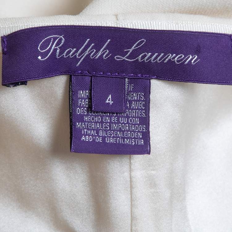 Pre Owned Ralph Lauren Off White Wool High Waist Trousers S
