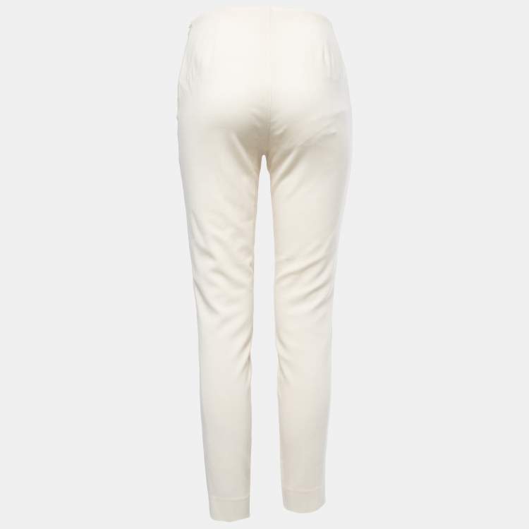 Pre Owned Ralph Lauren Off White Wool High Waist Trousers S