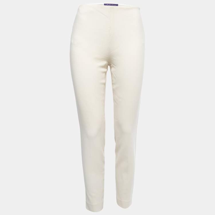 Pre Owned Ralph Lauren Off White Wool High Waist Trousers S