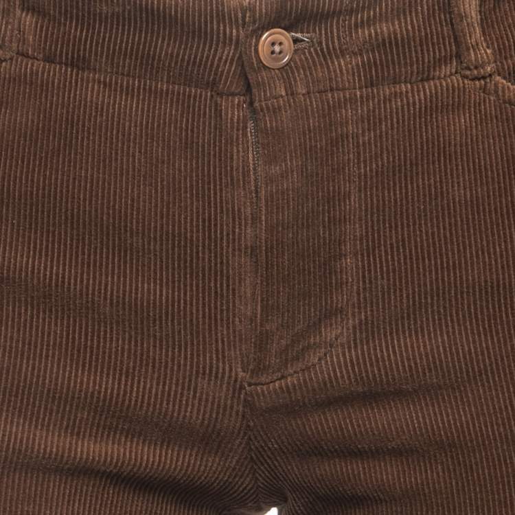 Pre Owned Ralph Lauren Brown Corduroy Suede Trimmed Trousers S