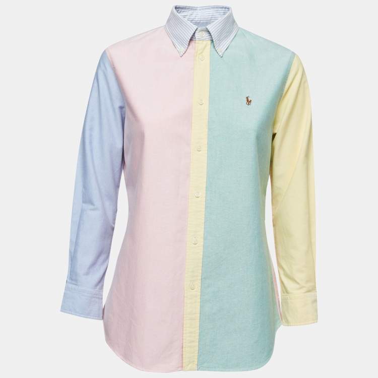 Pre Owned Ralph Lauren Multicolor Cotton Button Down Full Sleeve Custom Fit Shirt M