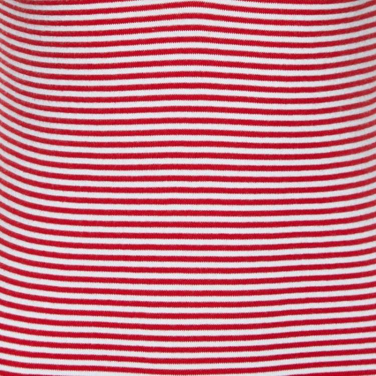 Pre Owned Ralph Lauren Red & White Striped Logo Embroidered V- Neck T-Shirt M