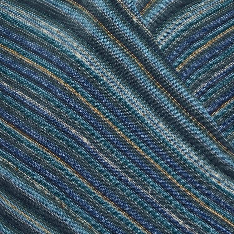 Pre Owned Ralph Lauren Blue Striped Linen Blend Knit Long Sleeve Wrap Top XS