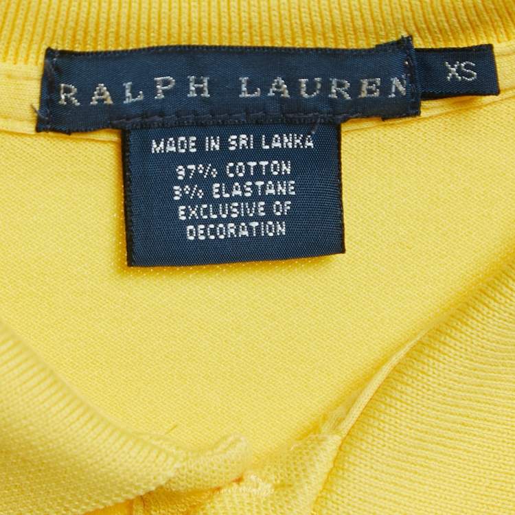 Pre Owned Ralph Lauren Yellow Logo Embroidered Cotton Short Sleeve Polo T-Shirt XS