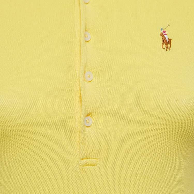 Pre Owned Ralph Lauren Yellow Logo Embroidered Cotton Short Sleeve Polo T-Shirt XS