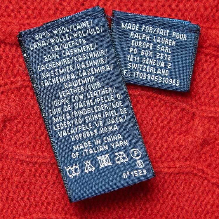 Pre Owned Ralph Luaren Red Patterned Wool Blend Cowl Neck Sweater M