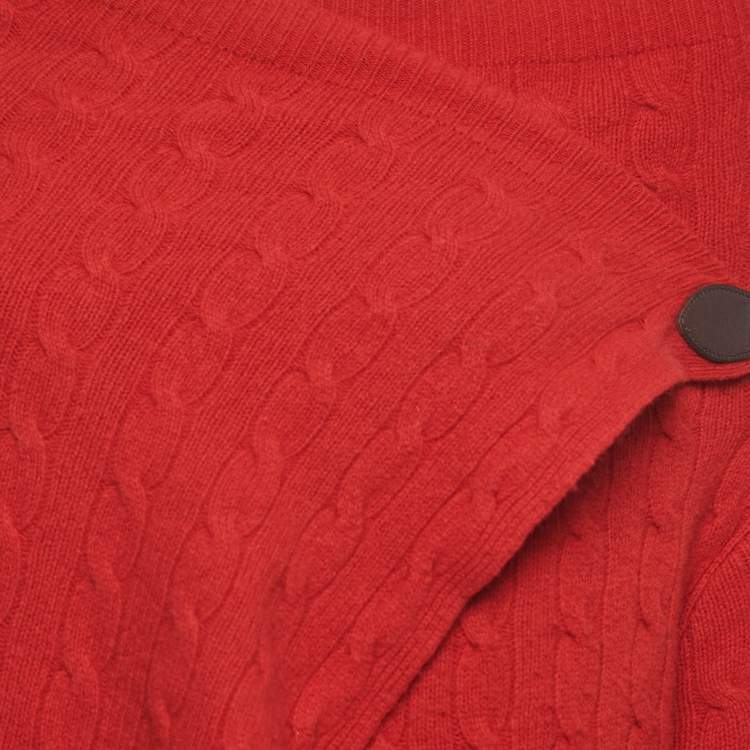 Pre Owned Ralph Luaren Red Patterned Wool Blend Cowl Neck Sweater M