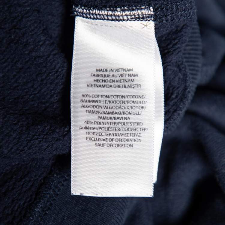 Pre Owned Polo Ralph Lauren Navy Blue Letter Applique Cotton Knit Sweater Dress XS