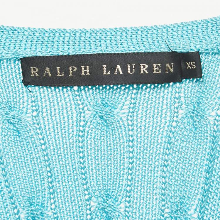 Pre Owned Ralph Lauren Sky Blue Cable Knit Cardigan XS