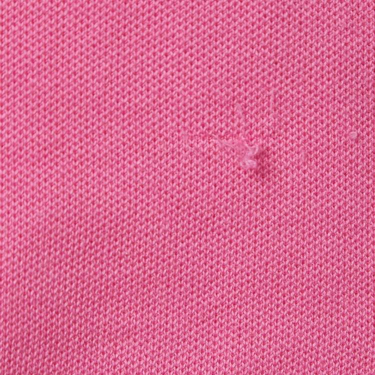 Pre Owned Ralph Lauren Pink Cotton Logo Patch Polo T-Shirt M