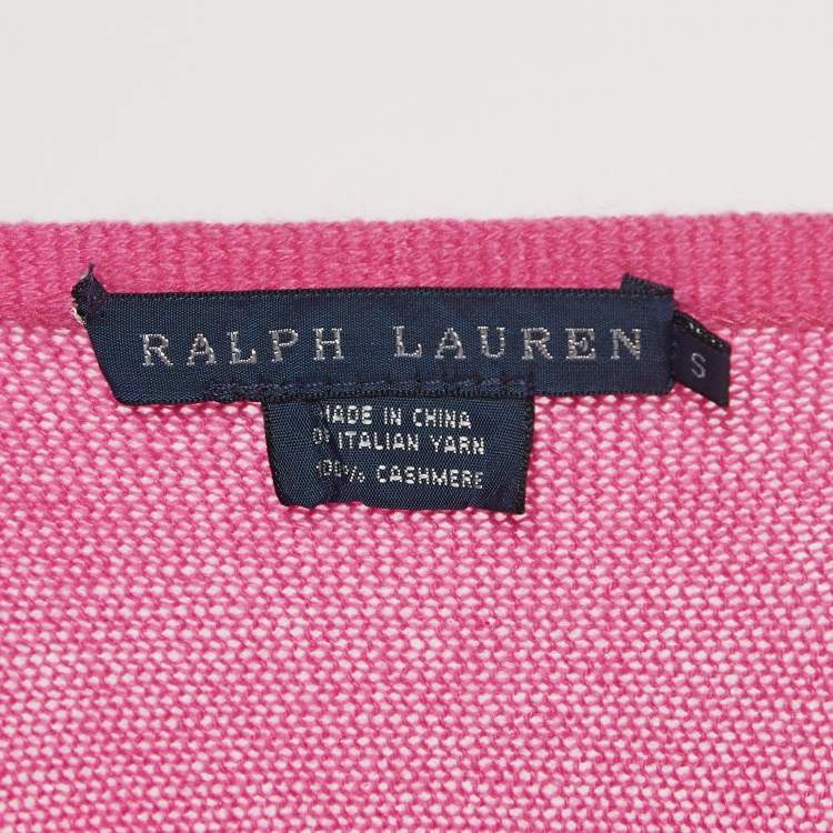 مملوكة مسبقًا Ralph Lauren Pink Cashmere Long Kimono Sleeve Sweater S