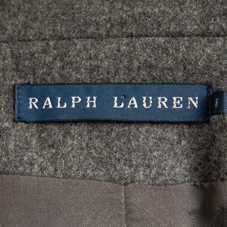 Pre Owned Lauren by Ralph Lauren Grey Virgin Wool & Rabbit Hair Single Breasted Blazer M