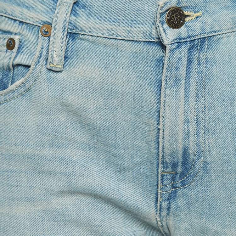 Pre Owned Ralph Lauren Blue Washed & Distressed Stacked Skinny Jeans M Waist 29"