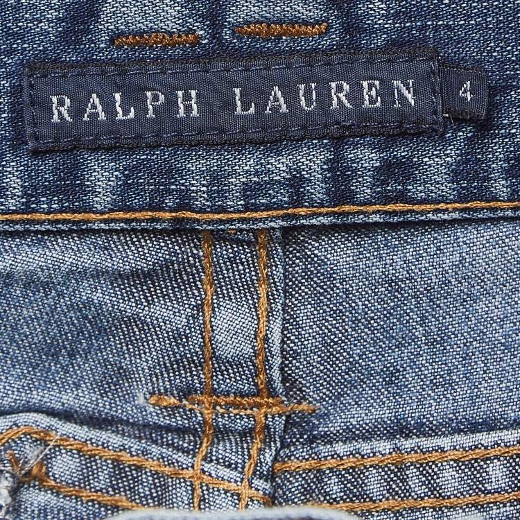 Pre Owned Ralph Lauren Blue Whiskered Denim Skinny Fit Jeans S Waist 28''