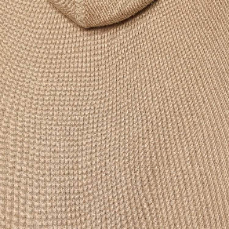 Pre Owned Ralph Lauren Camel Brown Knit Hooded Open Front Cardigan XL