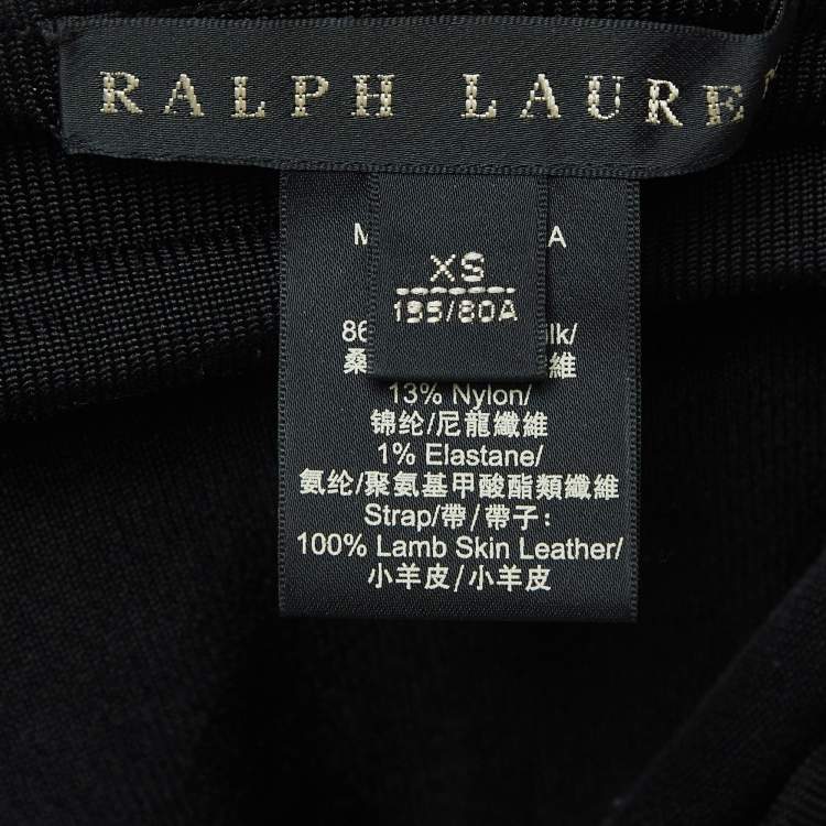 Pre Owned Ralph Lauren Black Leather Strap Rib Knit Tank Top XS