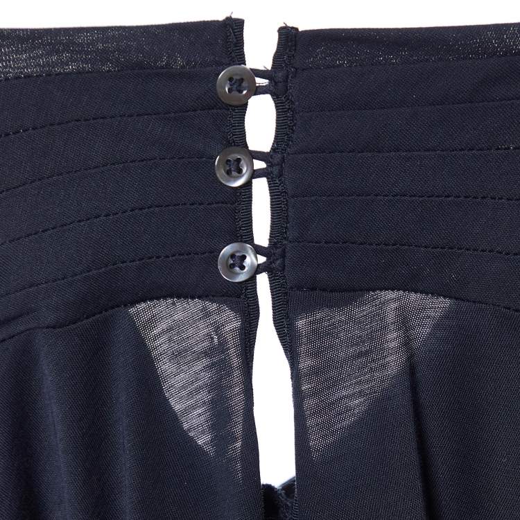 Pre Owned Ralph Lauren Navy Blue Cotton Jersey Cross Neck Top M