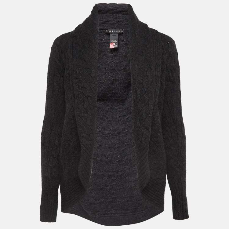Pre Owned Ralph Lauren Grey Cashmere Knit Shawl Collar Cardigan L