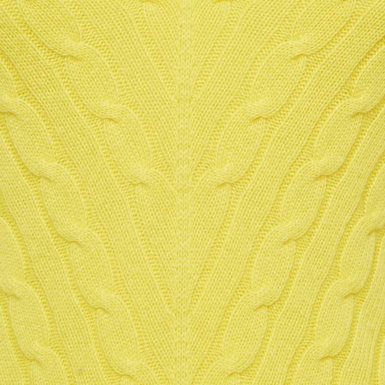 Pre Owned Ralph Lauren Yellow Patterned Knit Cashmere Sweater M