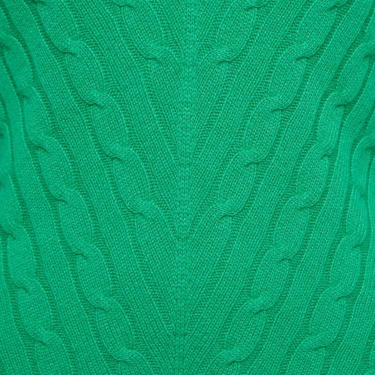 Pre Owned Ralph Lauren Green Patterned Knit Cashmere Slim Fit Sweater M