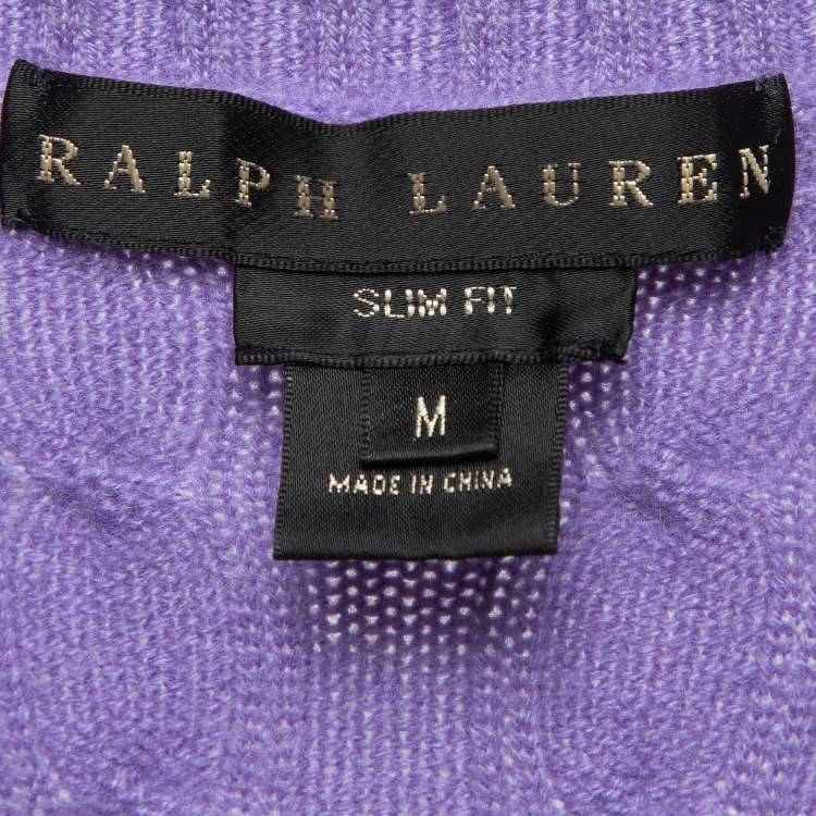 Pre Owned Ralph Lauren Light Purple Cashmere Cable Knit Sweater M