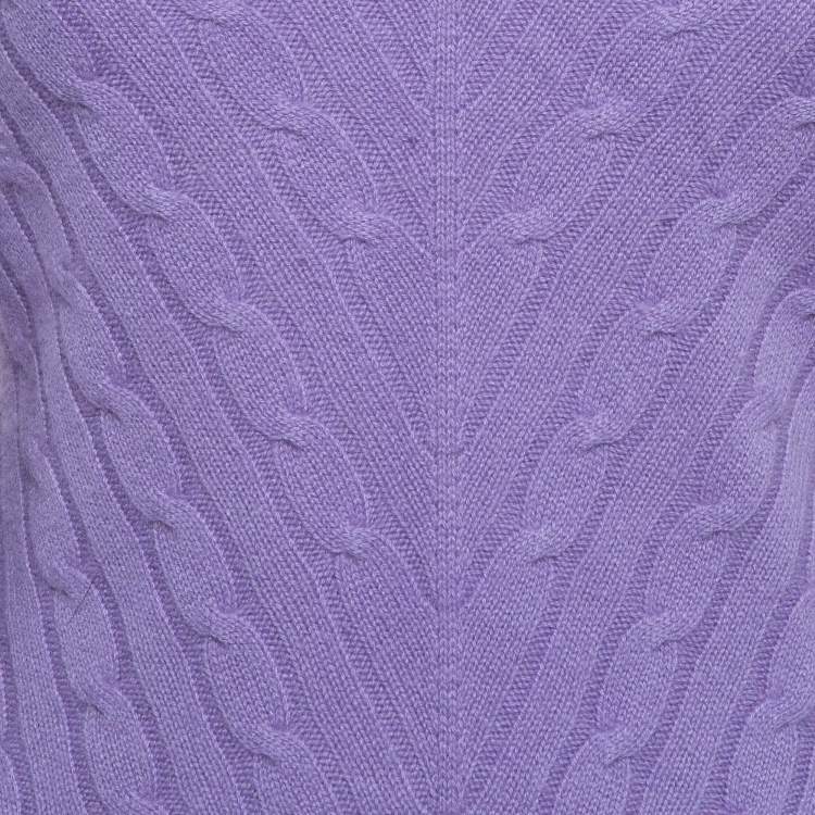 Pre Owned Ralph Lauren Light Purple Cashmere Cable Knit Sweater M